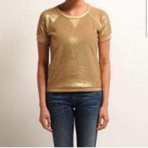 Maje Gold Short Sleeve Top Size M/ 2